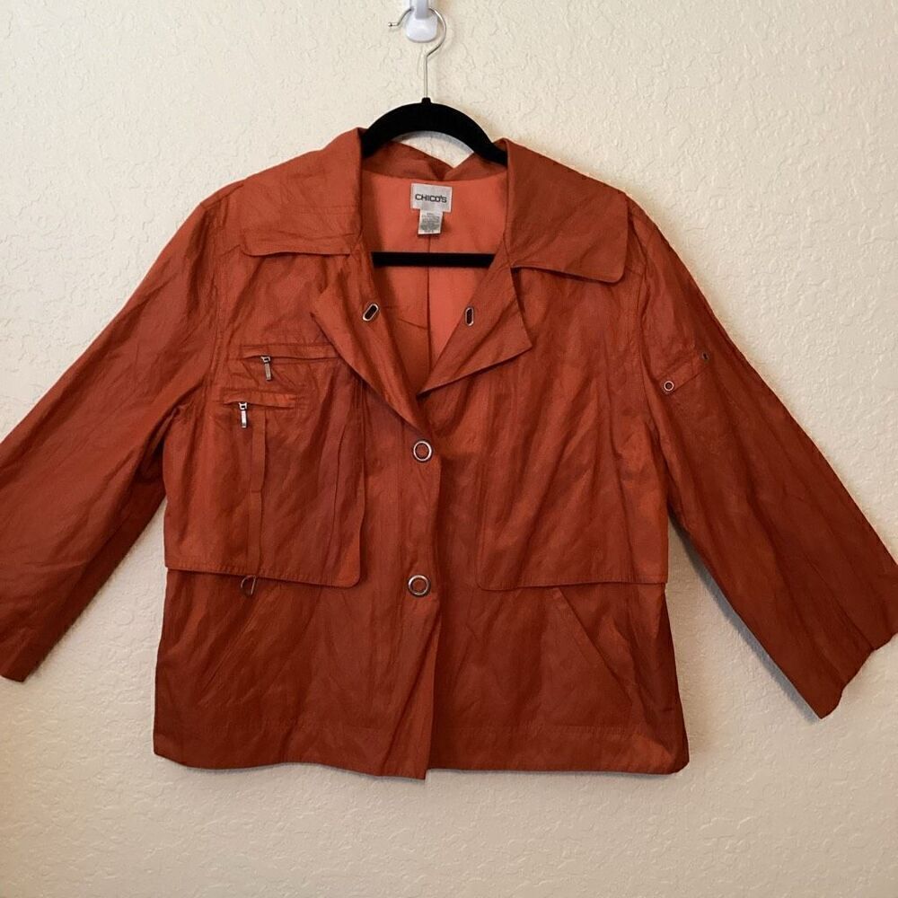 Chico’s Gorpcore Rust Cropped Jacket Size 12